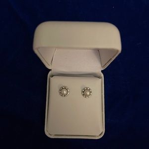 Pearl halo designer earrings